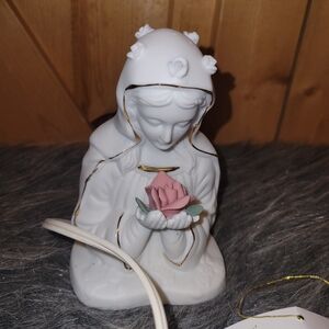 Vintage The Virgin Mary Bisque Porcelain Night Lamp